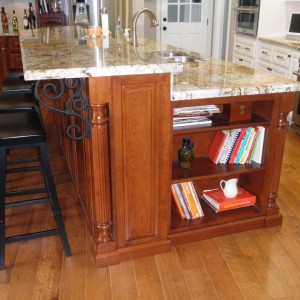 Kitchen island with built in bookshelf in Carlsbad