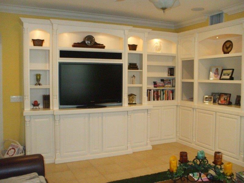White corner cabinets wall unit