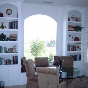 Custom window seat and bookcases