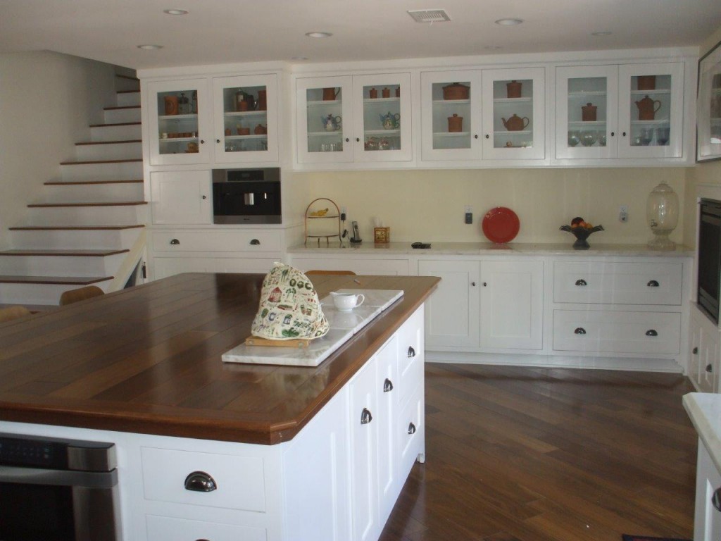 White kitchen cabinets with shaker doors